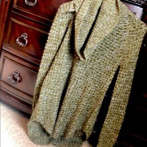 Long cowl neck sweater.